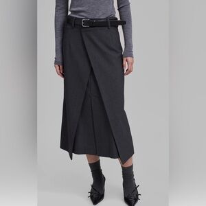 Frankie Shop Andy Midi Wrap Skirt in charcoal
